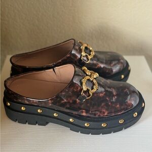 Circus by Sam Edelman Tortoiseshell Patent Loafers with Gold Hardware